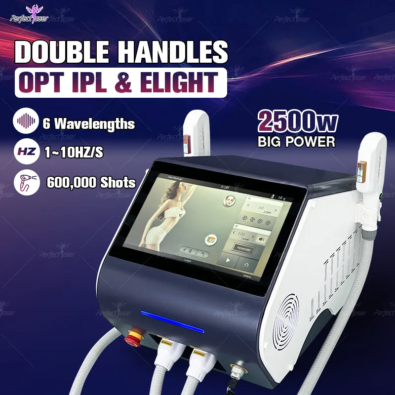 6 Wavelengths Double Handles Opt Machine Elight Ipl Equipment Skin Rejuvenation Armpit Hair Removal