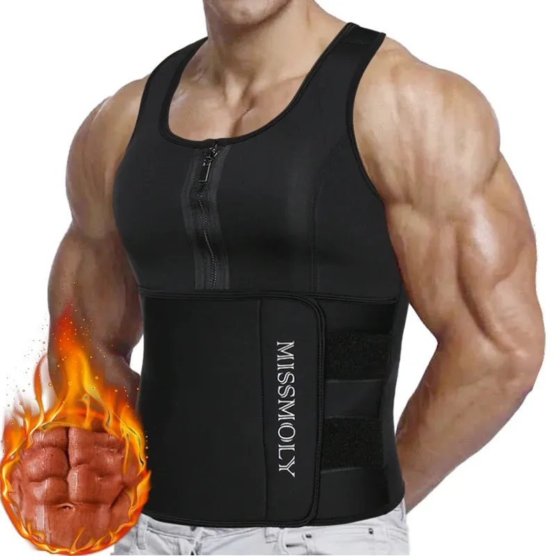 Midja mage shaper mens midja tränare väst bantning kropp shaper komprimering skjorta träning tank topp shapewear fitness undertröja fett bränna bastu kostym 231124