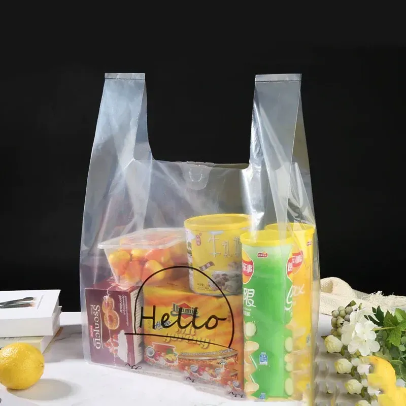 Packaging Bags Manufacturers Plastic Vest Bags Wholesale Supermarket Shopping Packing Bags Takeaway Fruit Portable with Logo Printed