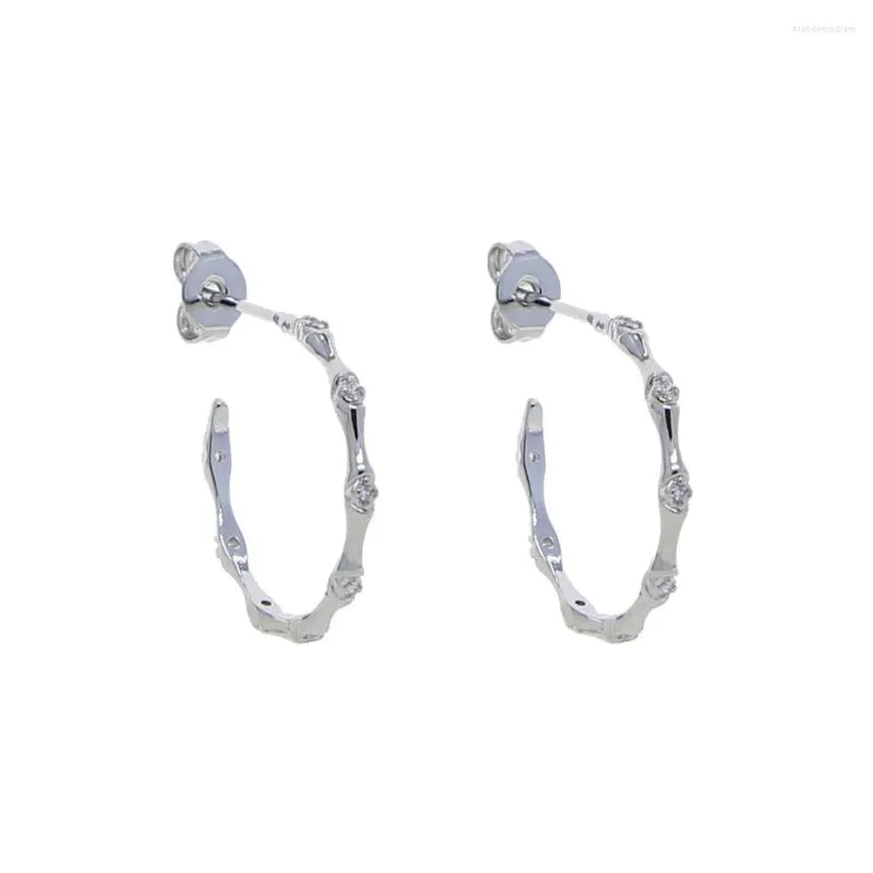 Orecchini a cerchio Drop Ship Donna Lady Orecchino per festa di nozze con Cz Pave Forma di bambù rotonda Oro Argento Colore Huggies Hoops Gioielli