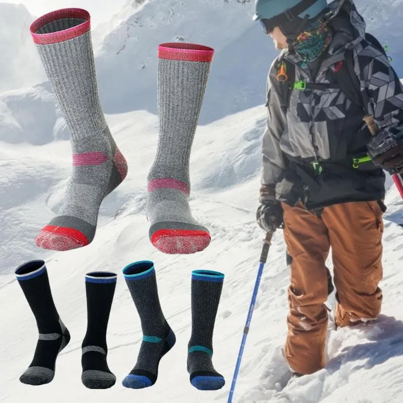 Sportsokken 1 paar unisex winter thermisch verdikte snowboarden skiën lange kousen outdoor race fietsen compressie