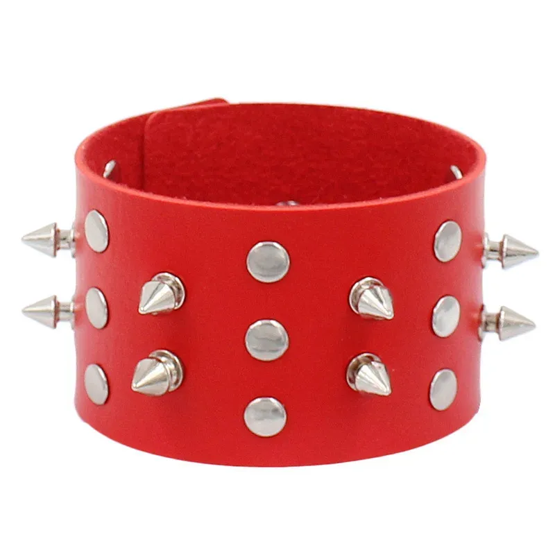DHgate.com:Faux Leather Punk Spike Bracelet - Studded Rock