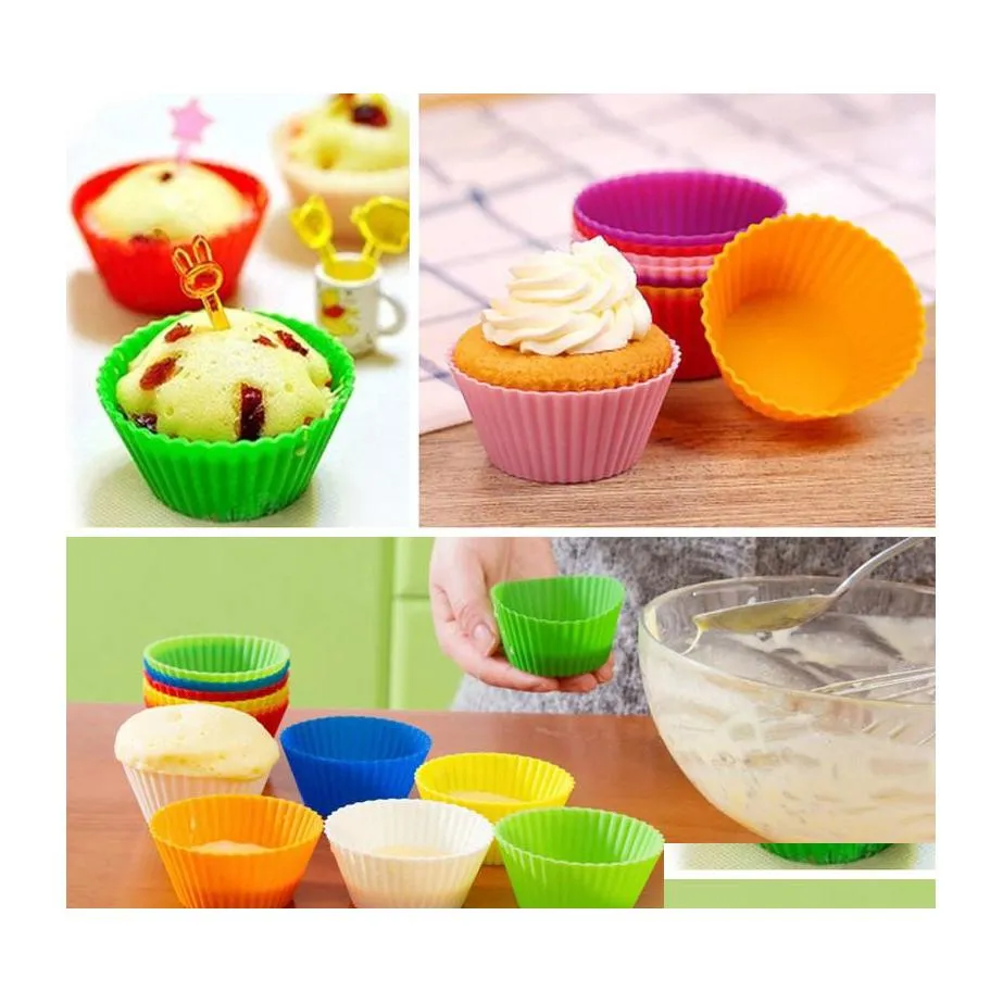 Baking Moulds Mold Tray Jumbo Cookie Mod Molds 7Cm Sile Muffin Cake Cupcake Cup Case Bakeware Maker Dh0227 Drop Delivery Home Garden Dhunk