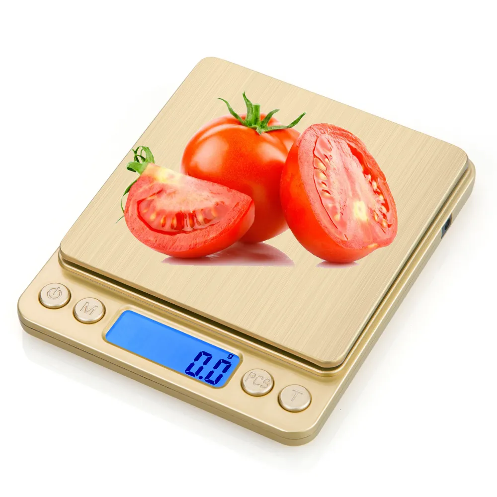 Hushållsskalor 3 kg/0,1 g bärbar mini elektroniska digitala kökskalor Hushållens fruktmat skalor Postkök smycken viktbalans 230426