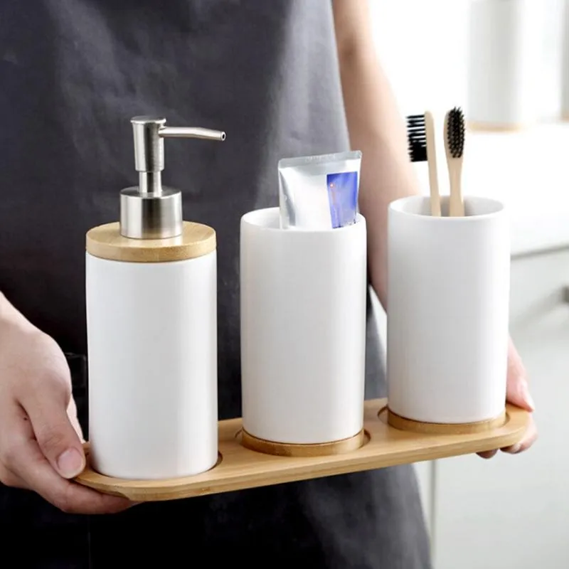 Mutfak Depolama Organizasyonu Bambu Tepsi Çay Bardağı Biber değirmen tabanı ahşap