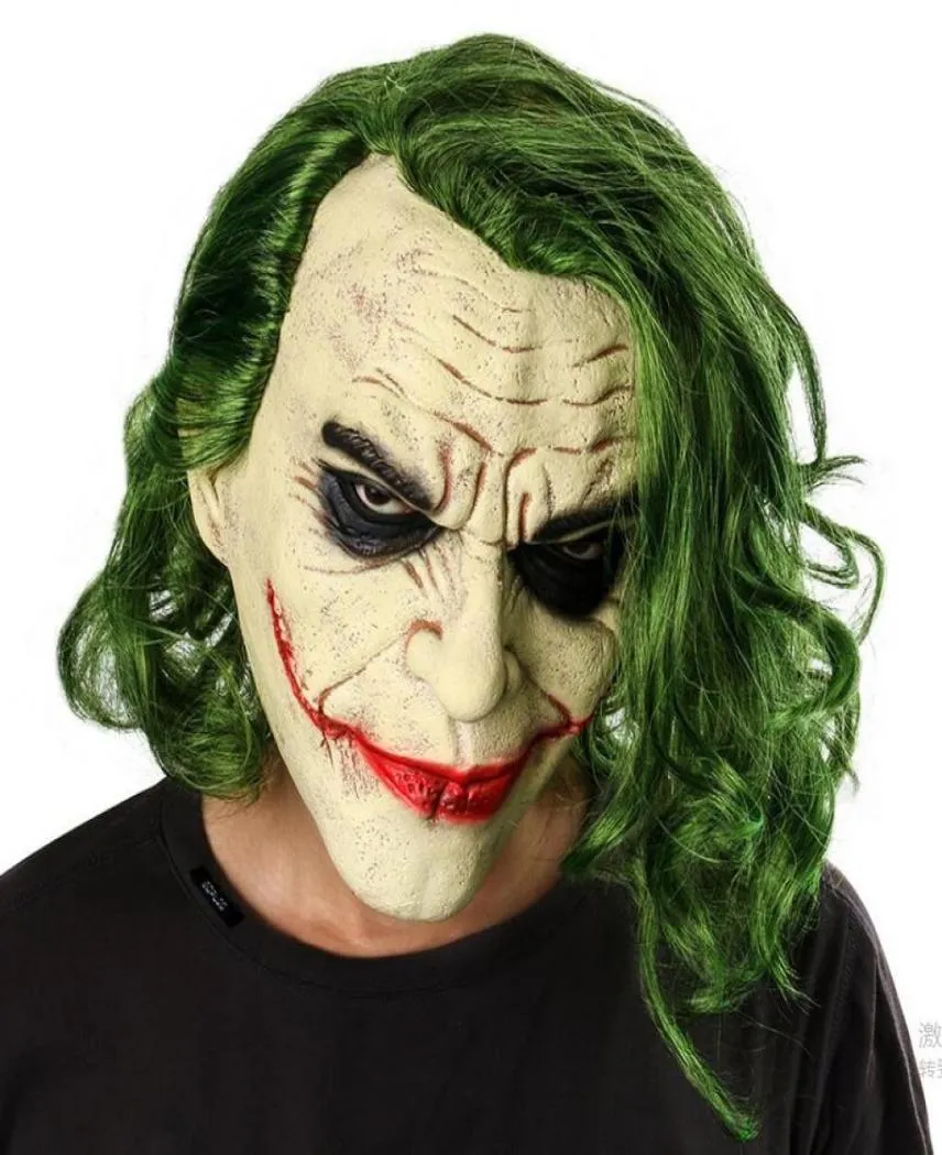 Joker Masque Halloween Masque En Latex Film Il Chapitre 2 Pennywise Cosplay Masques Horreur Masque De Clown Effrayant avec Costume De Fête De Cheveux Verts P7032662