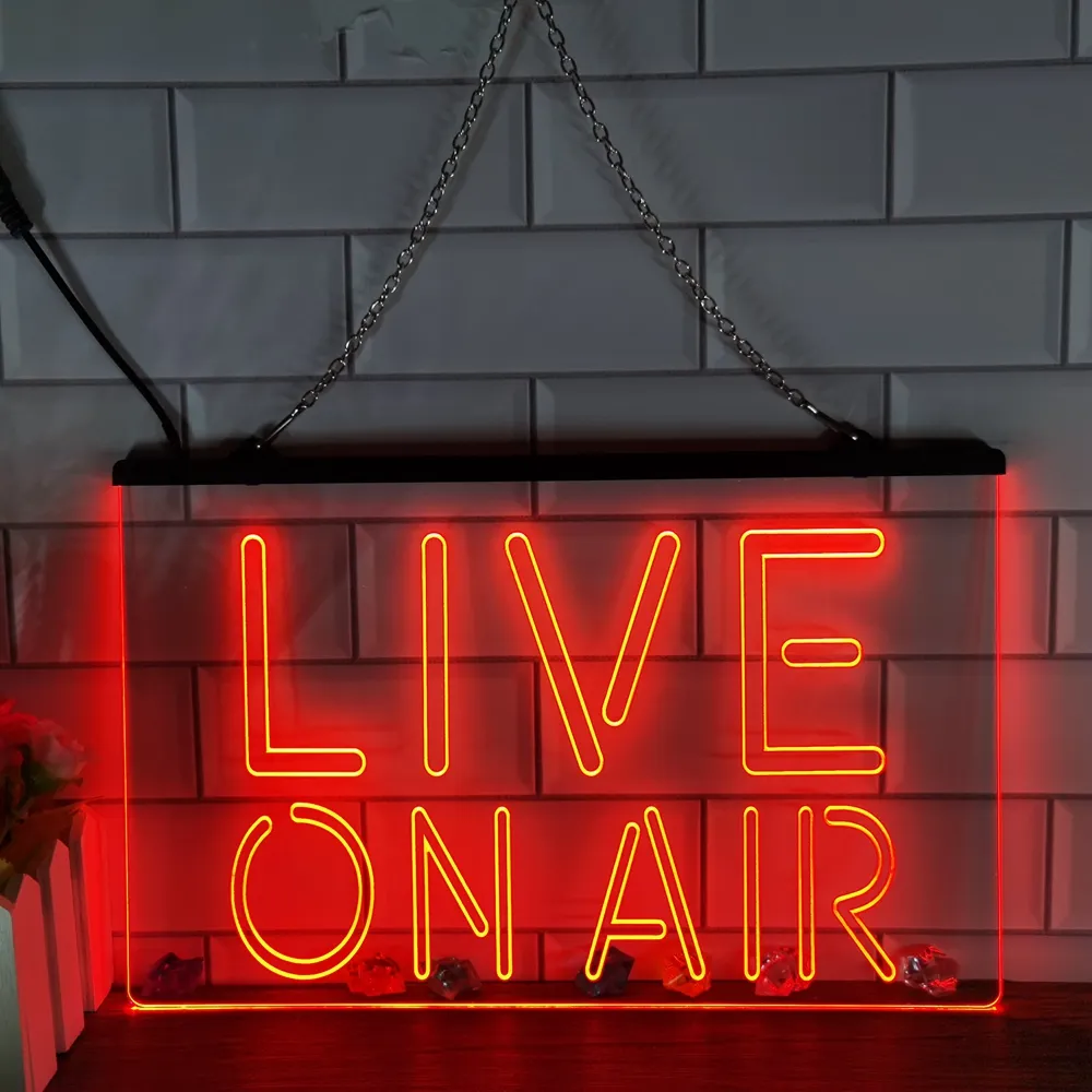 On Air Live opnamestudio Video Room Neon Sign Led Wall Light Wall Decor Light Up Neon Bord Slaapkamer Bar Bar Party Christmas Wedding