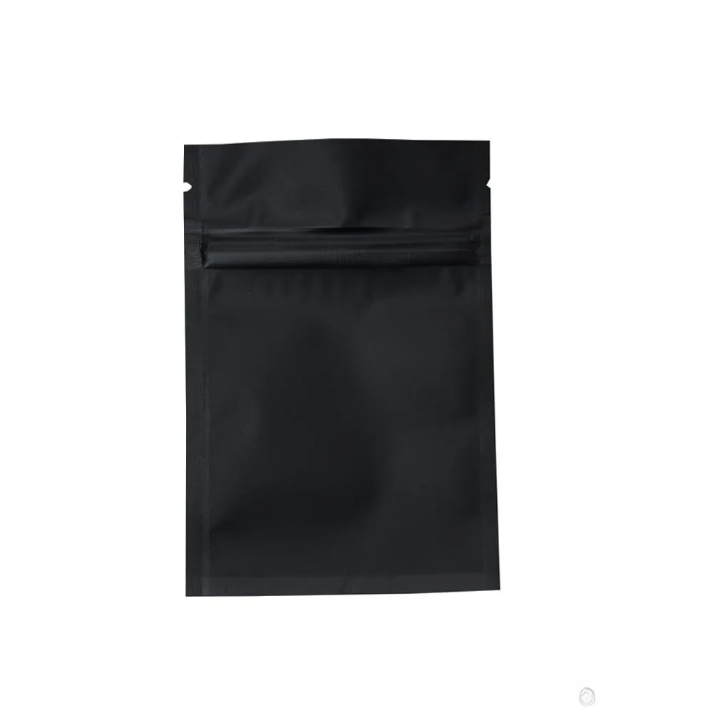 Classique Noir Mat Papier D'aluminium Petits Sachets Sac Alimentaire Refermable Zip Lock Mylar Sacs En Vrac Alimentaire Anti-Odeur Stockage Sac À Fermeture Éclair 200 pcs/lot