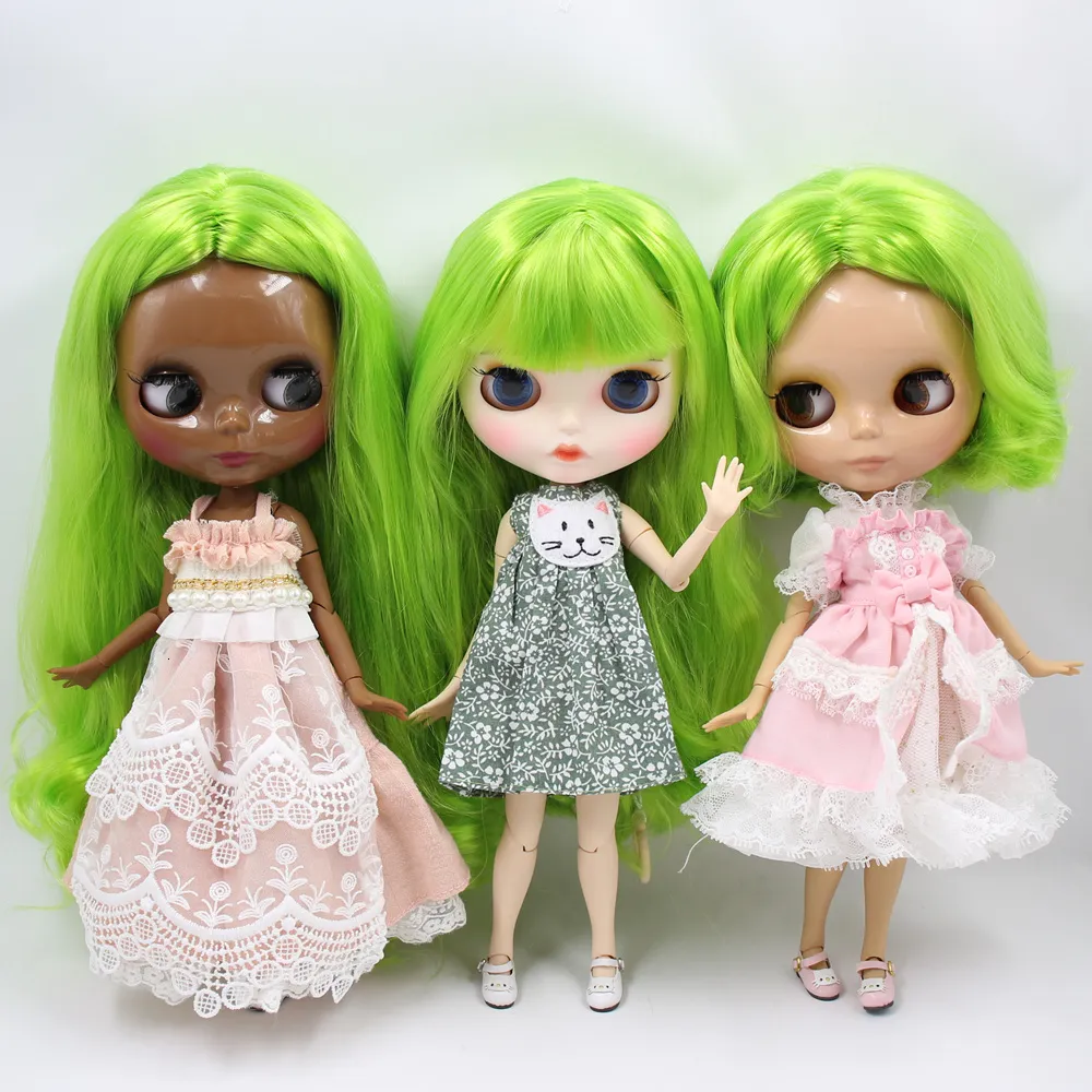 Dolls ICY DBS Blyth Doll No.QM422 Green Hair Custom 1/6 Bjd Ob24 Anime Girl Azone S 230426