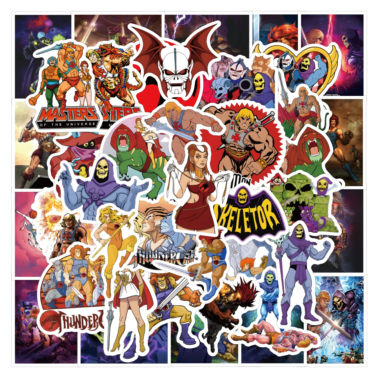 Autocollants Thundercats de dessins animés mixtes, étiquette Graffiti He-Man pour ordinateur portable, moto, bagages, autocollants de guitare, grossistes, 50 pièces