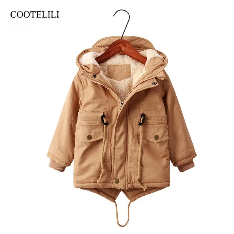 Комплекты одежды COOTELILI бархатная парка зимняя куртка для мальчиков пальто модная детская флисовая теплая верхняя одежда 231124