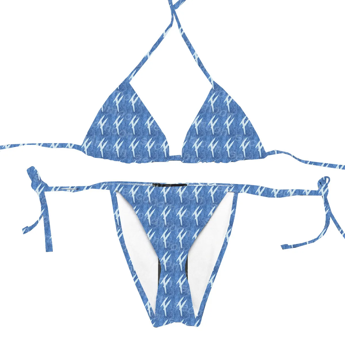 Damen Backless Bademode Buchstaben gedruckt Badeanzug Sexy Split Bikinis Set Fashion Halfter Badeanzug