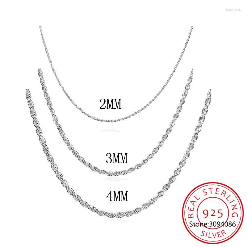 Chains 925 Silver 2MM/3MM/4MM Twist Rope Women Men Fashion Necklaces Jewelry Accesory 16"18"20"22"24"