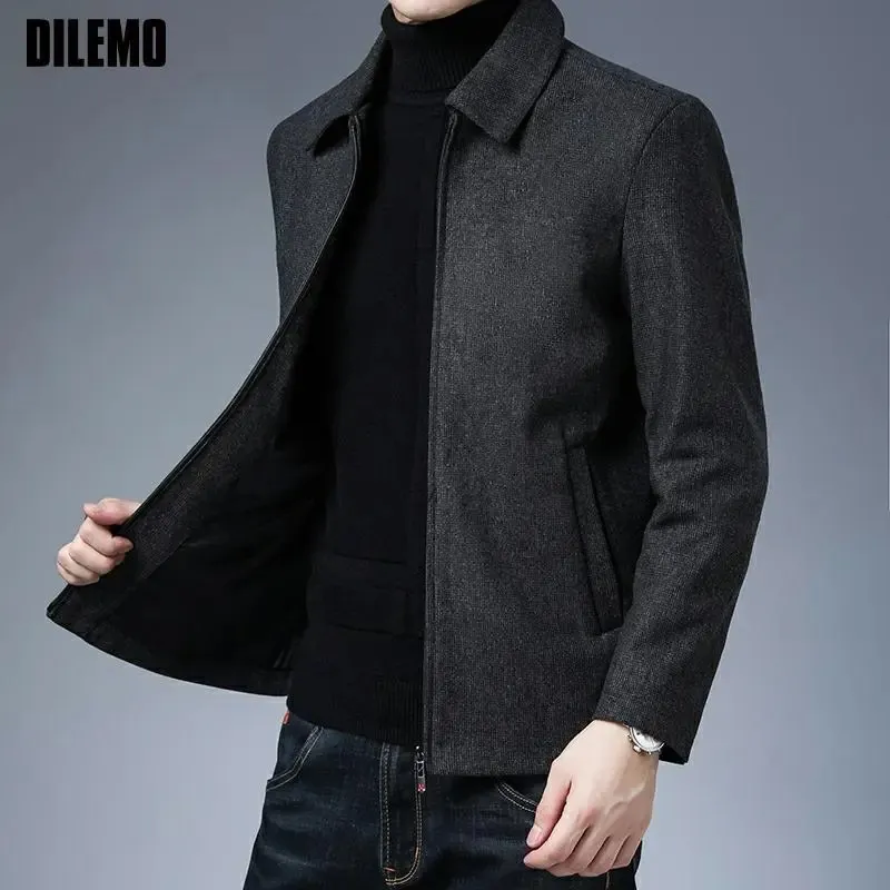 Men's Jackets DILEMO Mens Coat Stuff Brand Casual Fashion Lapel Autumn Winter 2023 Men Clothing Solid High Quality Classic 231124