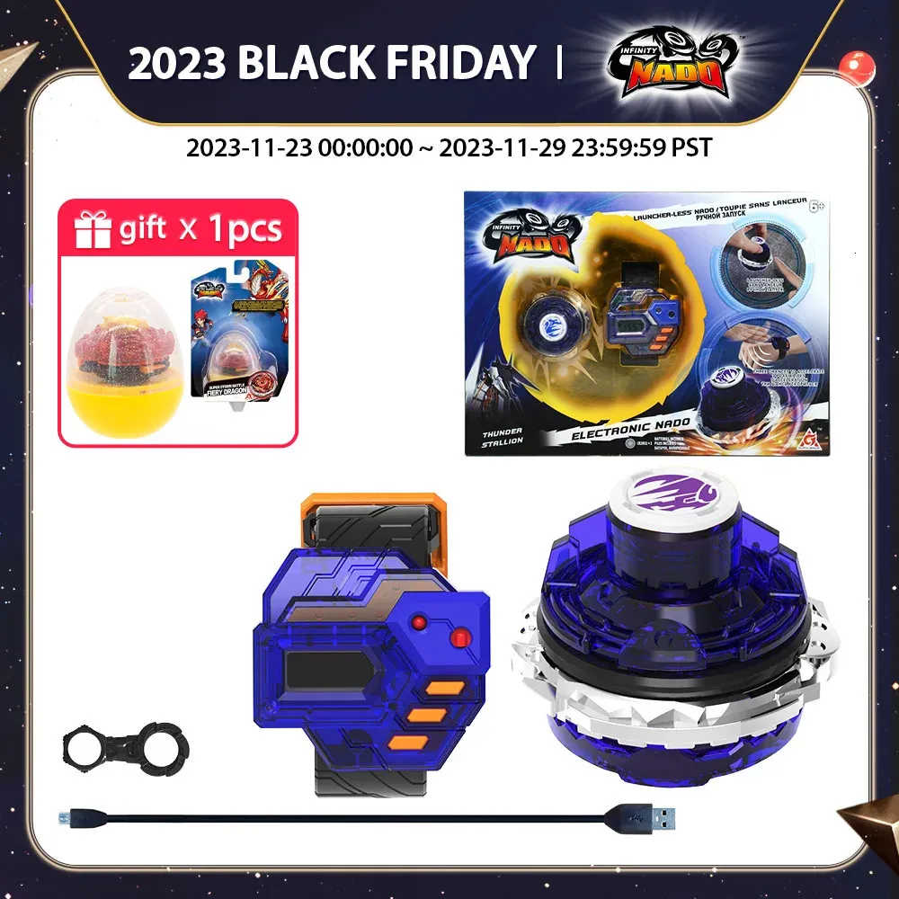 4D Beyblade Nado 3 Controller elettronico originale Thunder Stallion Set Anello in metallo Battle Gyro Auto Spin Spinning Tops Giocattoli per bambini 231124