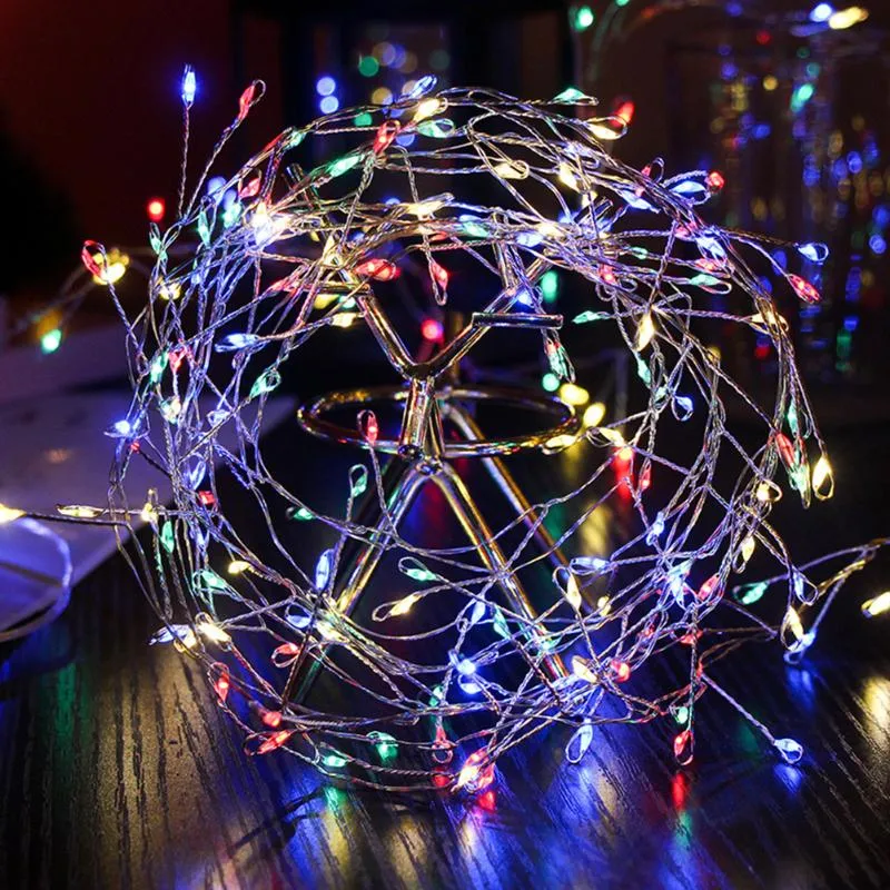 Present Wrap Cluster String Lights 5m 200ed Branch Tree Outdoor Silver Wire Fairy For Cafe Bar Wedding Party Xmas Home Decorations