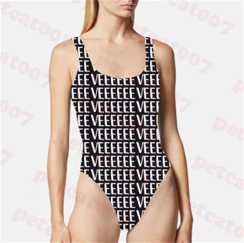 Lettre complète maillots de bain une pièce Bikini classique noir blanc maillot de bain avec maillot de bain dos nu à breloque rembourrée