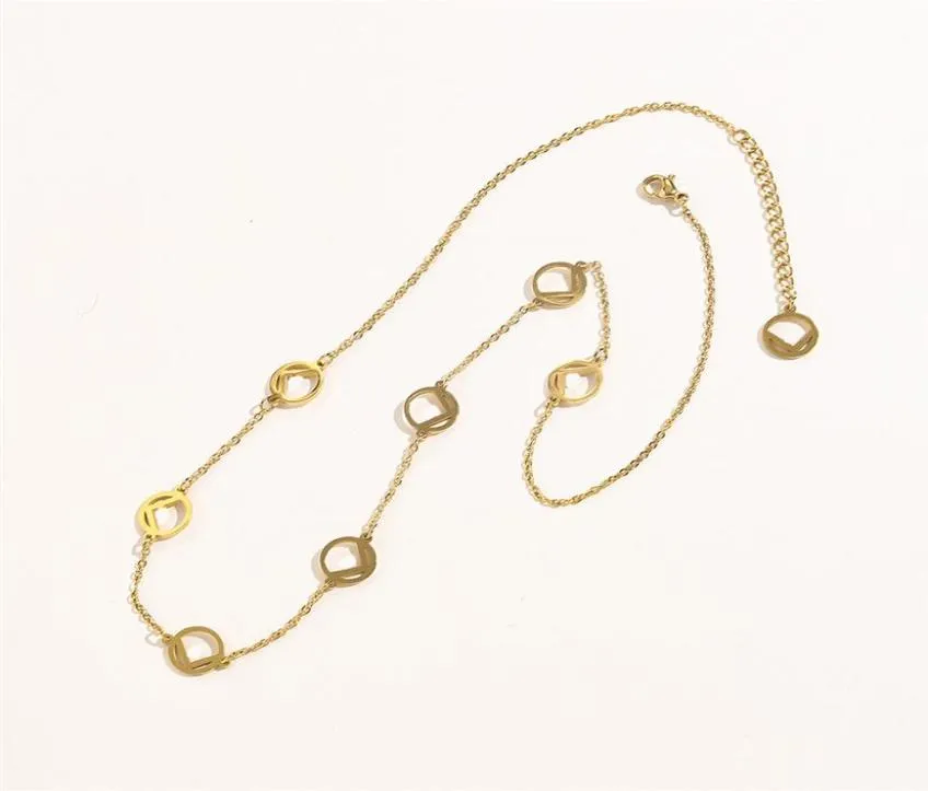 Классический дизайн F круг кулон ожерелье из 18-каратного золота из нержавеющей стали ожерелья ювелирные изделия для женщин Gift270u6607749
