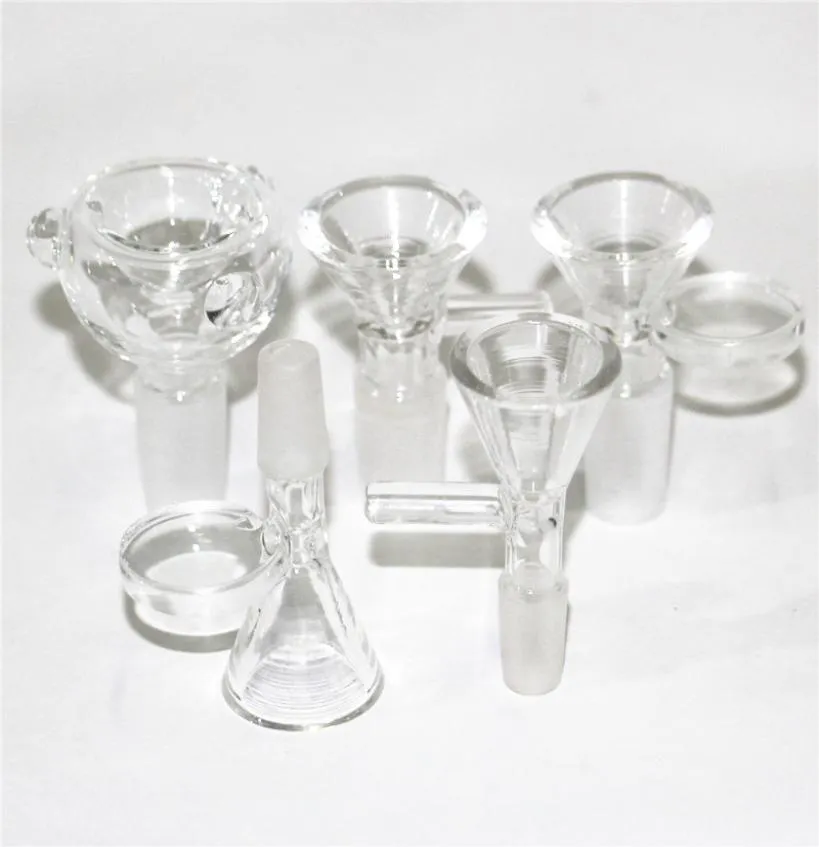 Dry Herb Slide Glass Bowls Hookah 10mm 14mm med blommor Snöflinga Filter Bowl för bongs Ash Catcher Smoking Bowls1654769