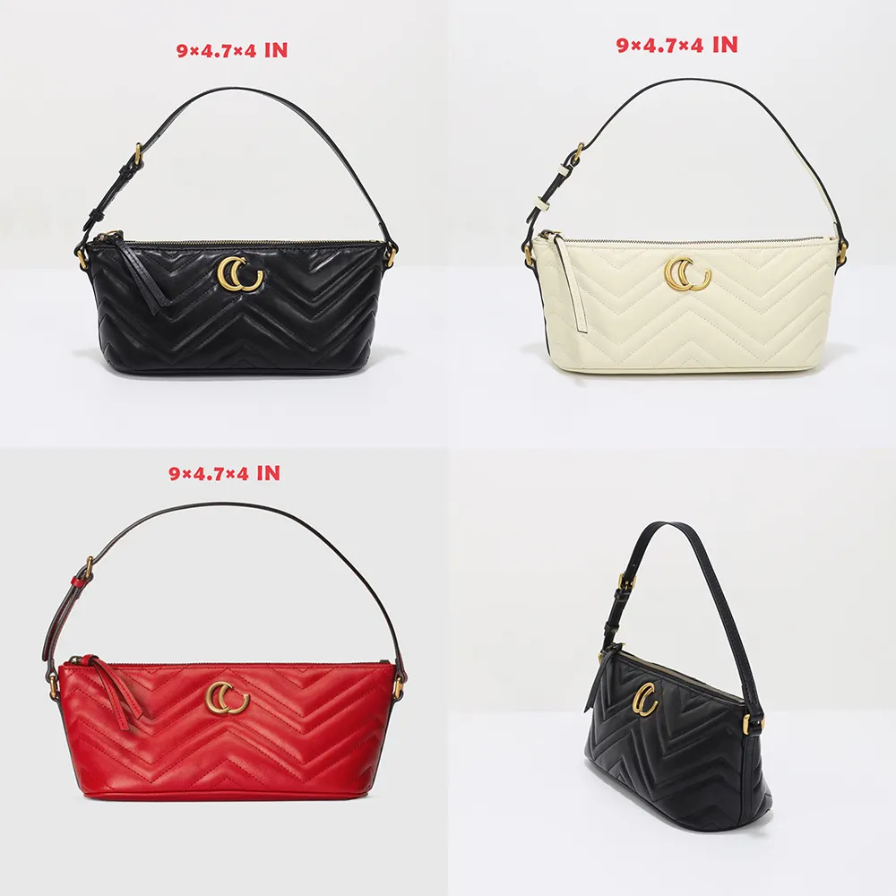 2023 Luxe Mini Handtas Designer Gewatteerde V Lederen Schoudertas Merk Twee G-vormige Mode Dames Metalen Marmon Mode Tas zwart Wit Diner Tassen Portemonnee Maat 9*4.7*4 in