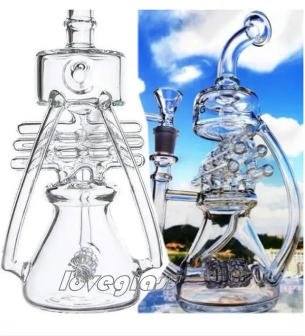 Reciclador plataformas petrolíferas cachimbas bongs de agua de vidrio fumar pipa de agua percolador Dab rigs accesorio de cigarrillo con recipiente de 14 mm