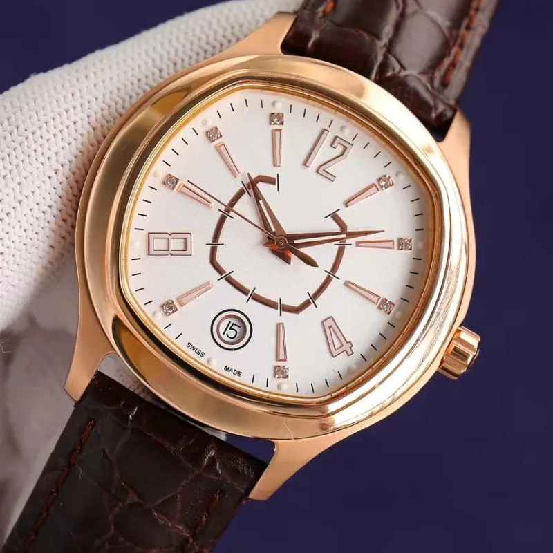 Luxus-Diamantuhr für Herren, Schweizer mechanisches Uhrwerk, Rindsleder-Stahlband, optionaler Saphirspiegel, quadratisches Gehäuse, stilvollere Casual-Business-Uhr von hoher Qualität