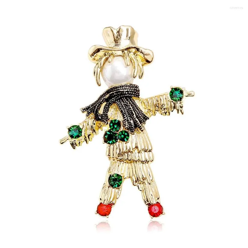 Broches Vintage Scarecrow For Women Unisex Rhinestone Cartoon Figuur Party Party Casual Broche Pin Gifts