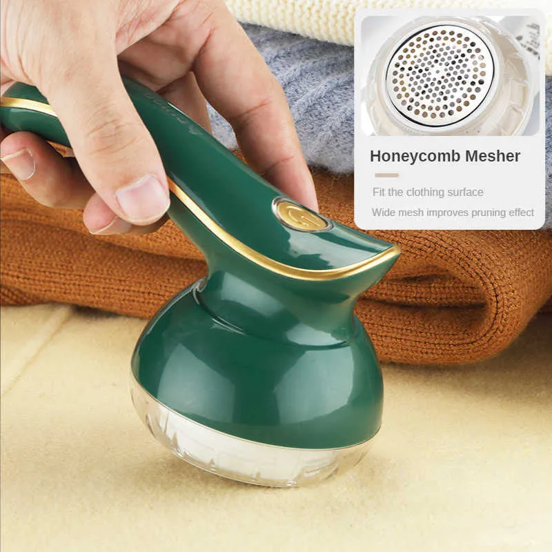 Rasoir électrique Anti-bouloches - Rechargeable USB, Vert, 14x7.5 Cm - Élimine Peluches Et Bouloches Sur Vêtements - 7