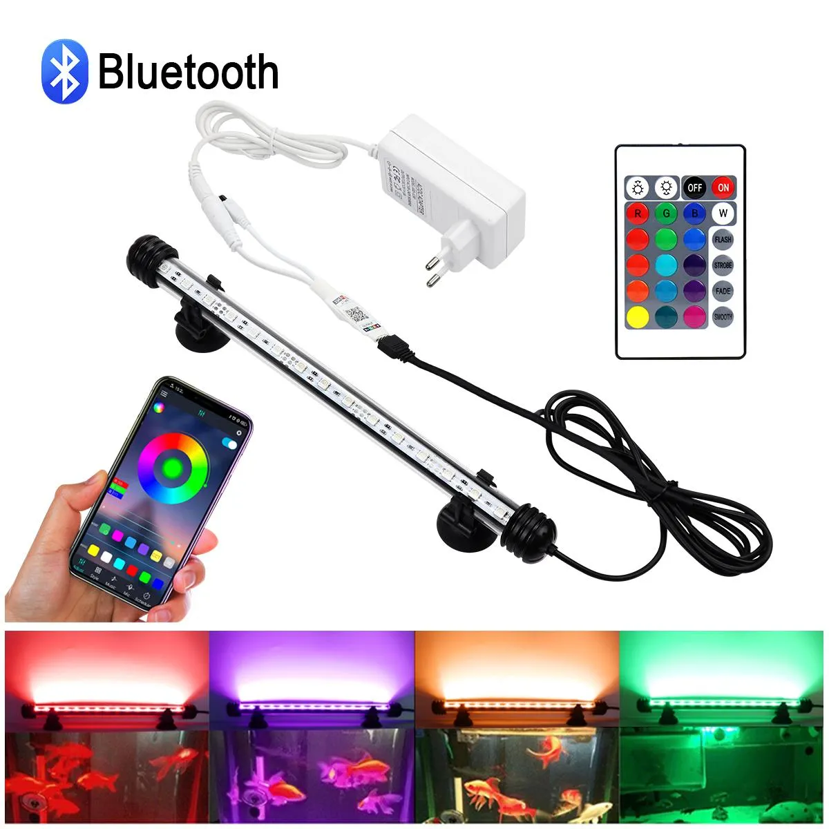 Illuminazione Controller Bluetooth Luce per acquario RGB LED Luce per acquario Lampada per pesci subacquei Tubo Acquari Illuminazione decorativa Lampada per piante