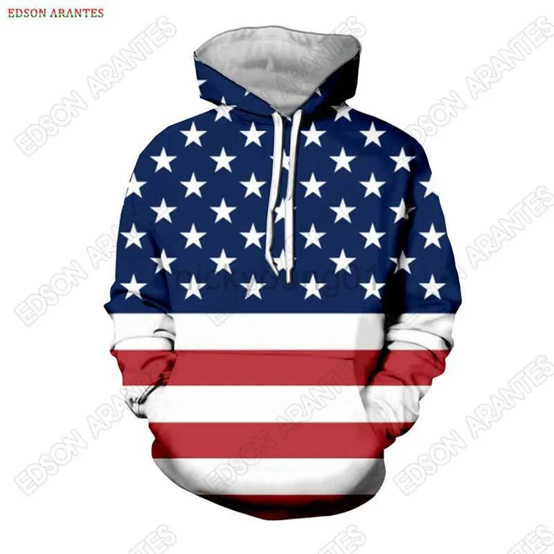 Herrtröjor tröjor Nya amerikanska streetwear mode amerikansk flagga över hela 3dprint unisex-träningsdräkten dragkedja/hoodies/tröjor/jacka anpassad s-7x y23