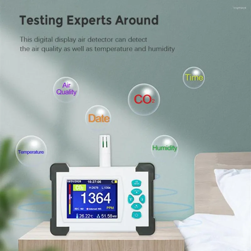 Probador de aire Detector de calidad Temperatura Humedad Medidor de pantalla digital Tipo actualizado con PDF