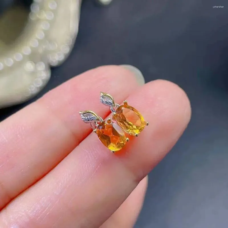 Stud Earrings LANZYO 925 Sterling Silver Piezoelectricity Citrine Fireworks Birthday Gift Fine Jewelry Ethnic Style E0507581agj