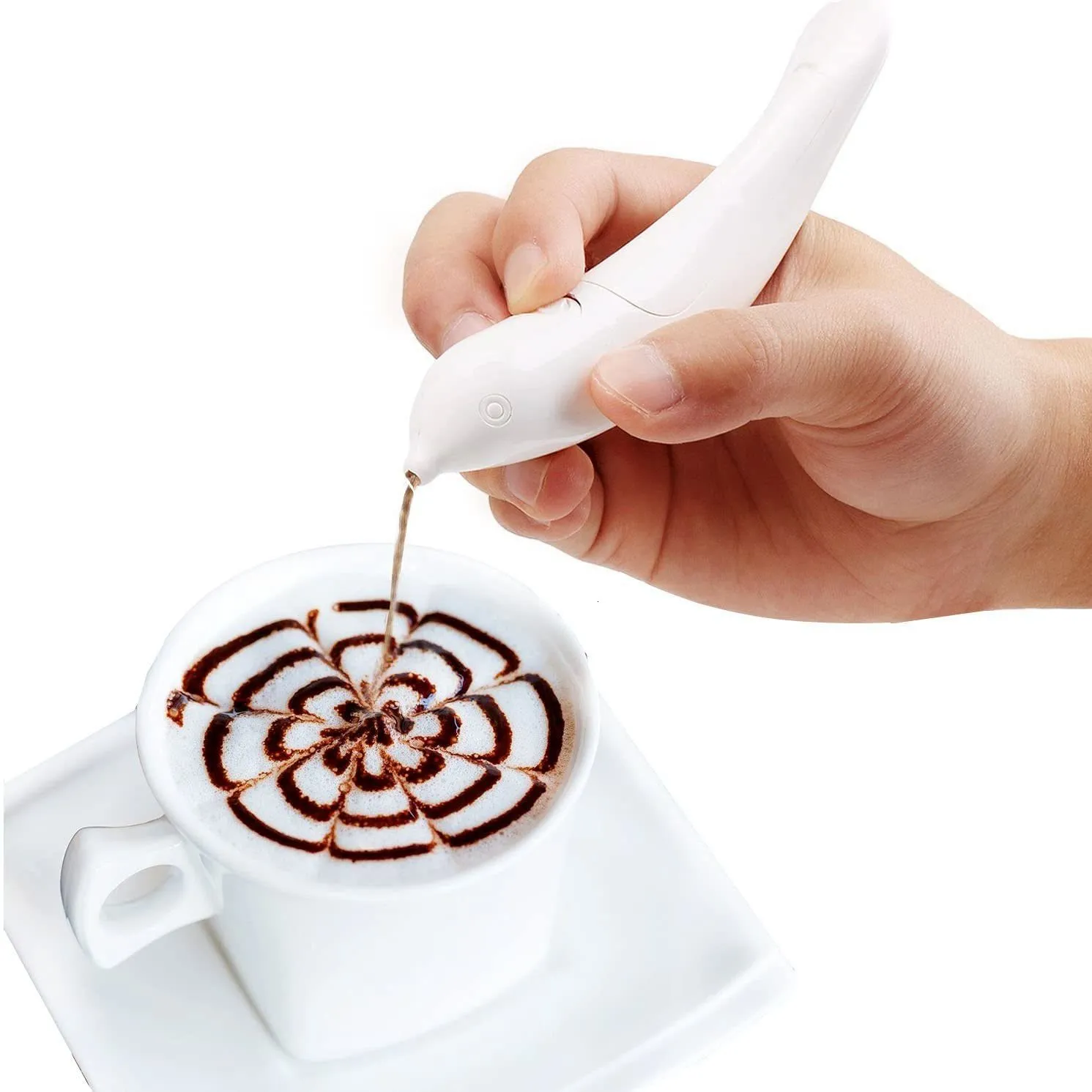 Kaffe stencils kaka krydda dekorativ penna snidbakningsverktyg
