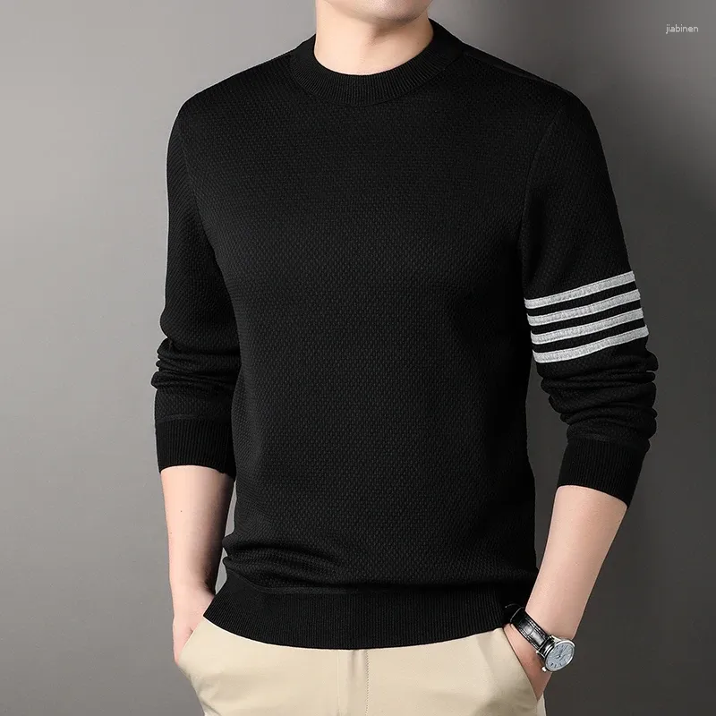 Мужские футболки 2023 Корейская мода Высокое качество Осень Ropa Мужская одежда Топы Трикотаж Дизайнерская одежда с длинным рукавом Зимние вязаные футболки