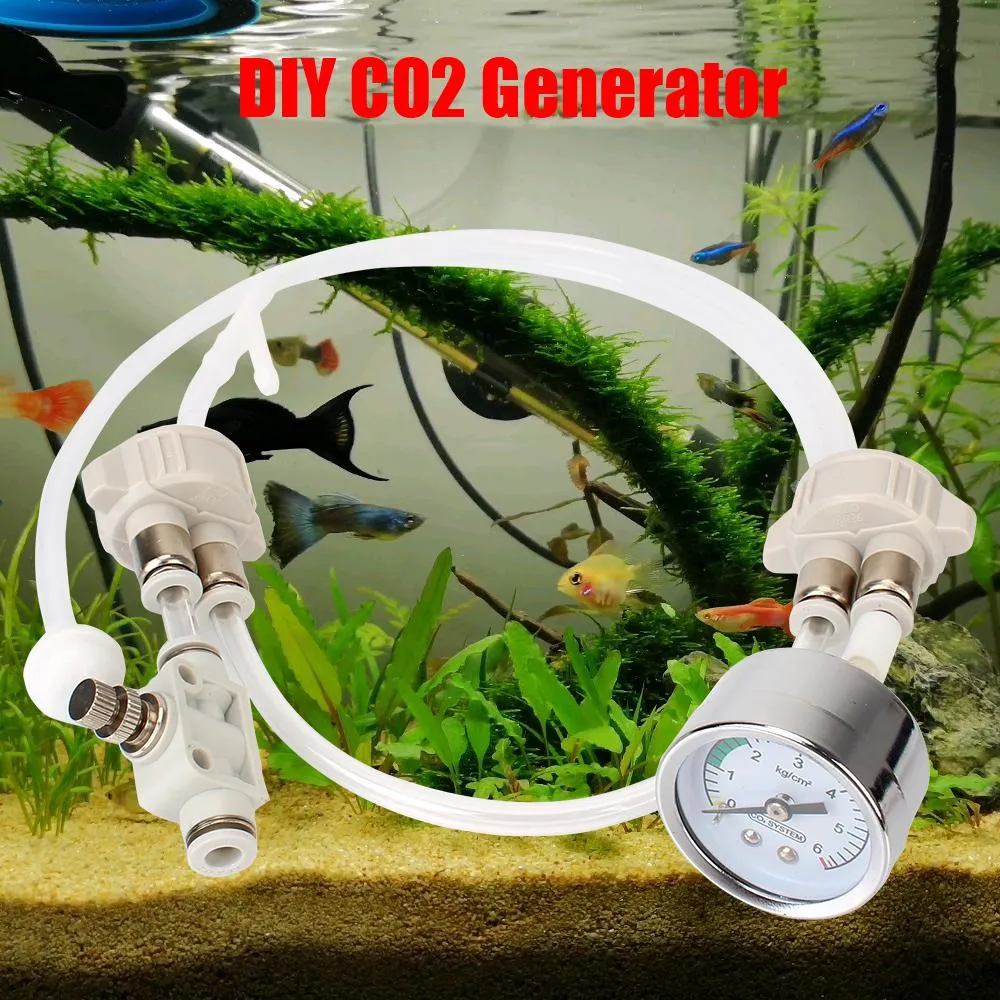 機器DIY CO2バルブディフューザー自家製CO2水槽の水草草のための空気流量デバイスCO2ジェネレーターシステムキット