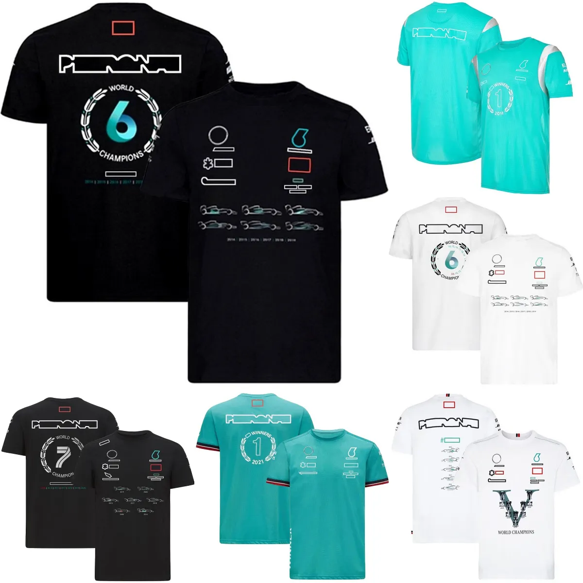 F1 Pilotes CHAMPION DU MONDE T-shirt Formule 1 Équipe De Course T-shirts D'été Respirant Fan De Voiture T-Shirt Hommes Jersey Grande Taille Personnalisé
