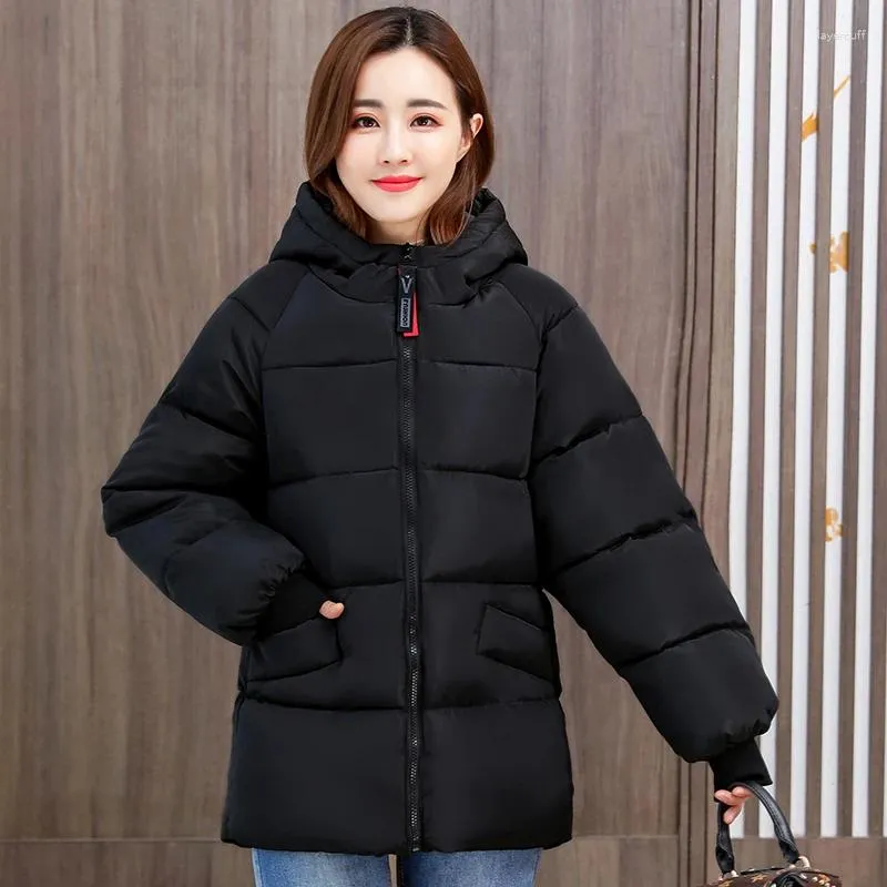 Casacos de Trench das Mulheres Extra-Grande 8XL Parka Mulheres Coreano Mid-Comprimento Solto Com Capuz Para Baixo Jaqueta Acolchoada Senhora N Inverno Quente Feminino Outerwea