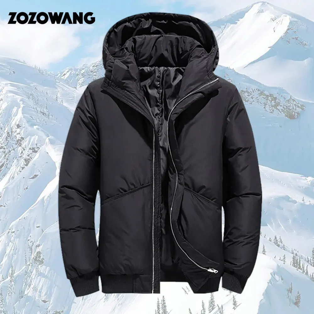 Men's Jackets ZOZOWANG Men Winter Jacket White Duck Down Parka Casual Goose Feather Men's Winter Coat Hood Thick Warm Waterproof Jackets 231124