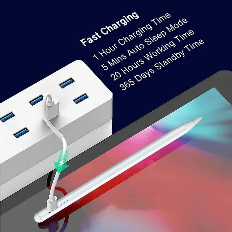 iPadの磁気スタイラスペン磁石ワイヤレス充電と傾斜敏感なパーム拒絶タッチペンシルを備えた第2世代