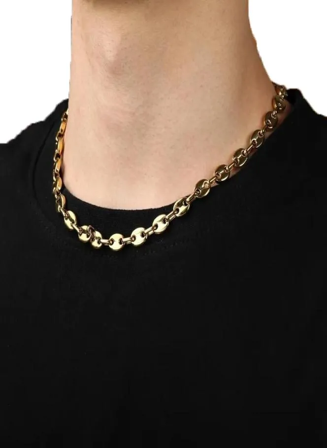 18 22 tum 8mm kubansk länkkedjan halsband för män lyxdesigner mens hiphop halsband rostfritt stål silver guldkedjor halsband 7867296
