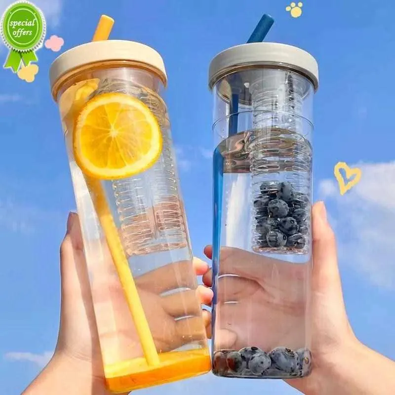 ストロークリエイティビティ付き新しい700mlのウォーターボトルを備えた学校を飲むためのプラスチックカップ飲料ボトル屋外スポーツマグ