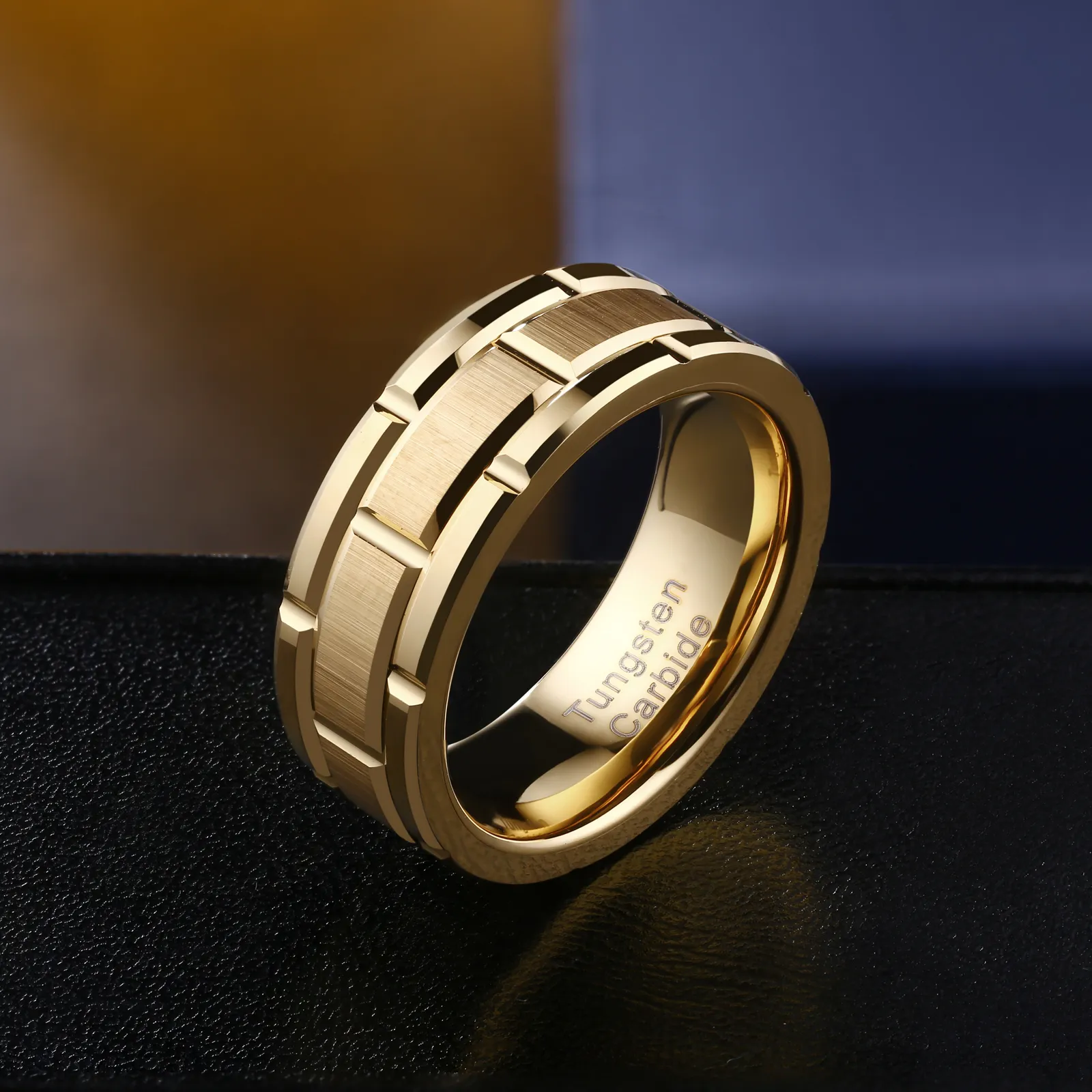 Bague Homme Carbure De Tungstène 8 Mm Noir - Finition Brossée, Motif Brique | Taille 8 à 13, Style Rock/viking - 12