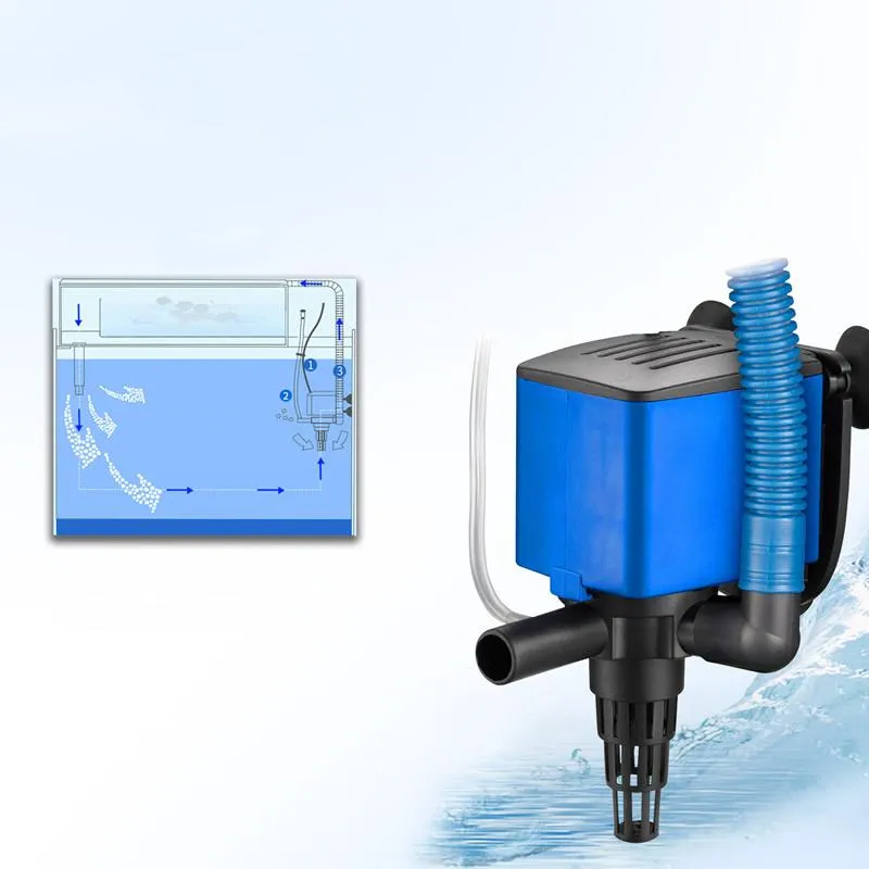 Pumpar 3in1 Aquarium Filter Air Pump Aquarium Water Pump Fish Tank Cirkulerande vattenspray Submerible Purifier Filter Supplies