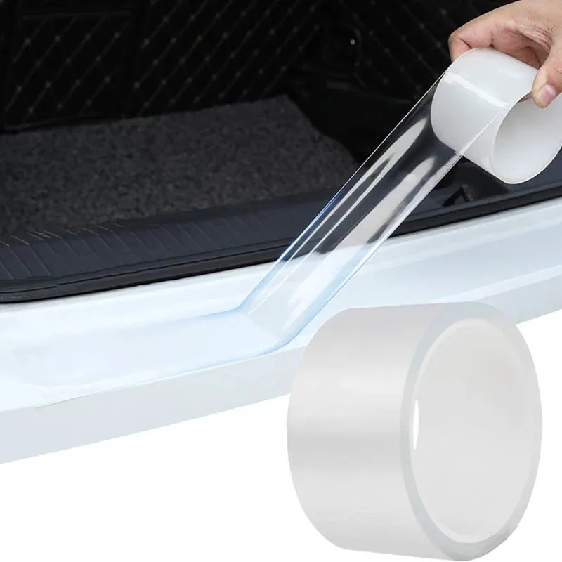 Autocollants de voiture anti rayures protecteur de seuil de porte bande de  caoutchouc fibre de carbone protection de seuil de voiture