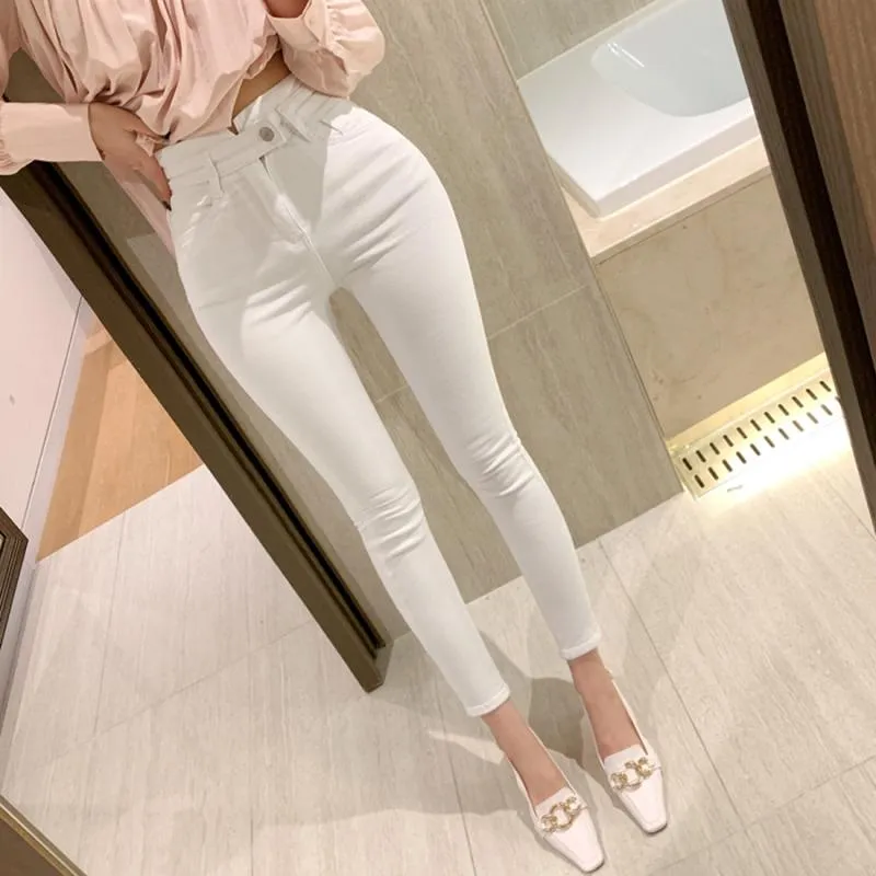 Jeans 2022 nuovissimi pantaloni da donna alla moda per ragazze a vita alta jeans skinny eleganti alla caviglia jeans bianchi alla caviglia pantaloni sexy abiti da donna