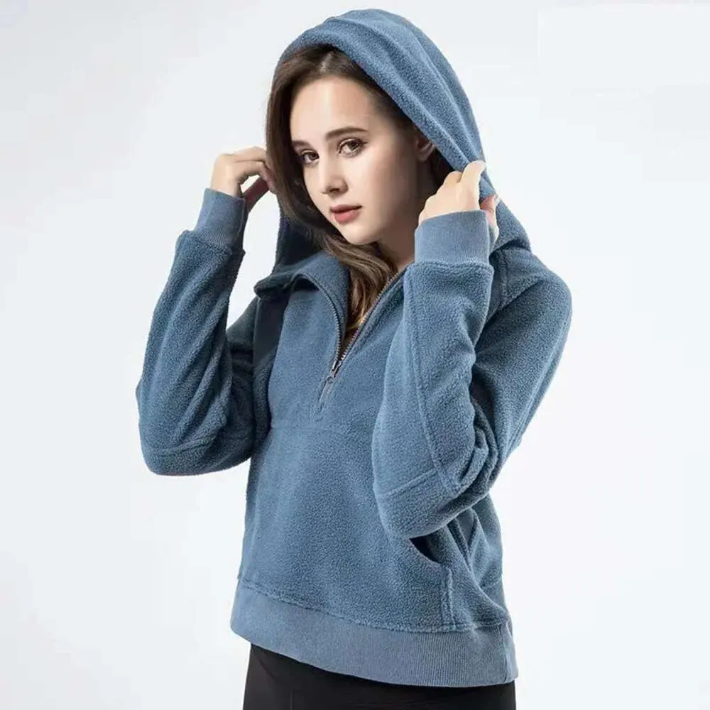 Vape Designer Nice Looking LL Women Lamb Autumn Hoodies Yoga Suit Jacket Ladies Sport Coat Zipper Pullover Thick Loose Style with Fleece