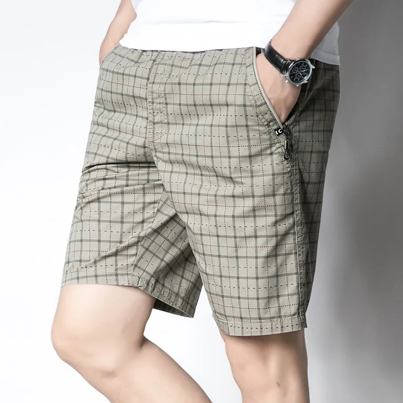 Men's Shorts Men Plaid cotton shorts Casual Beach Shorts Men balck and blue Fashion Mens Linen Shorts Summer style Brand Beach Board 230426