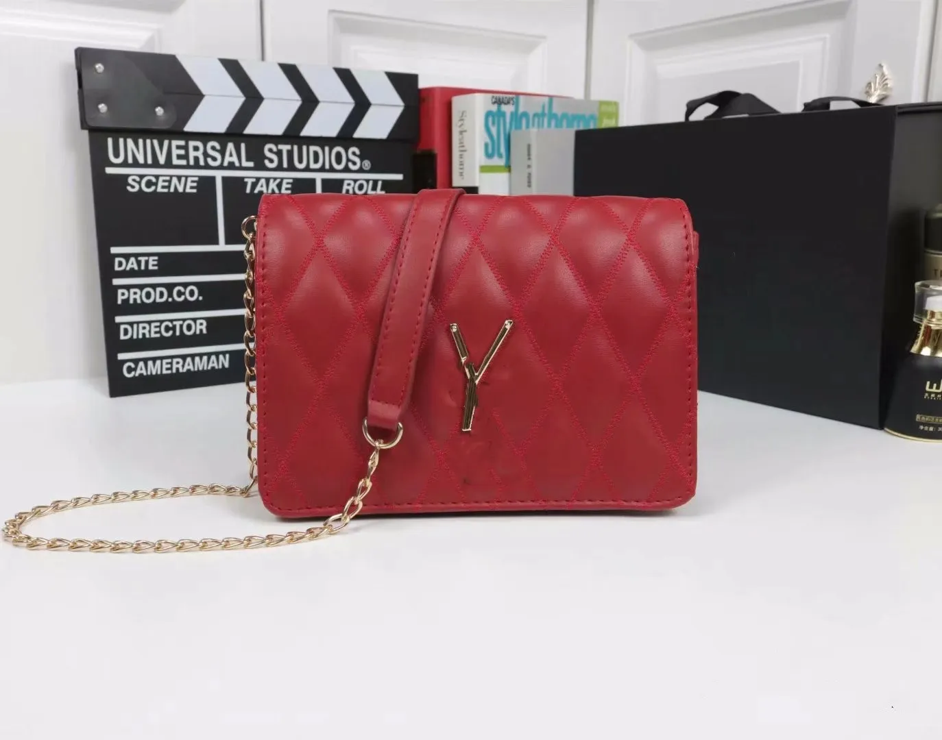 Brand Luxury Bag Woman New Vintage Printed Chain Bag Popular Underarm Bag Diagonal Across One Shoulder Small Square Bag#2533