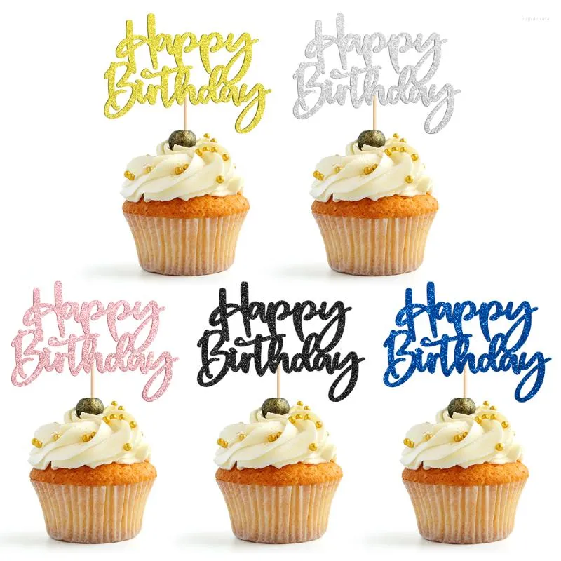 Festa de suprimentos festivos para ser 12 pcs feliz aniversário cupcake cupistas de copo decoração de bolo