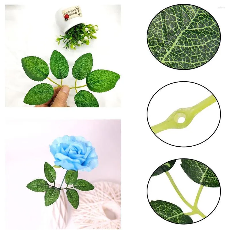 Dekorative Blumen, 20 Stück, künstliche Rosenblätter, Mini-Fälschung, lebensecht, künstliches Grün, Stängel, DIY, Party, Hochzeit, Ornamente, Festival, Heimdekoration